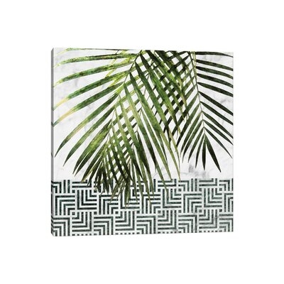 Palm Leaves On White Marble And Tiles by Amini54 - Gallery-Wrapped Canvas Giclée - Image 0