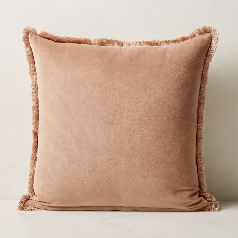 Bettie Light Brown Velvet Throw Pillow with Feather-Down Insert 23'' - Image 1