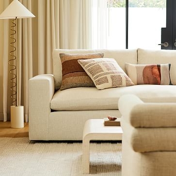 Harmony Modular 82" Bench Cushion Sofa, Standard Depth, Basket Slub, Pearl Gray - Image 1