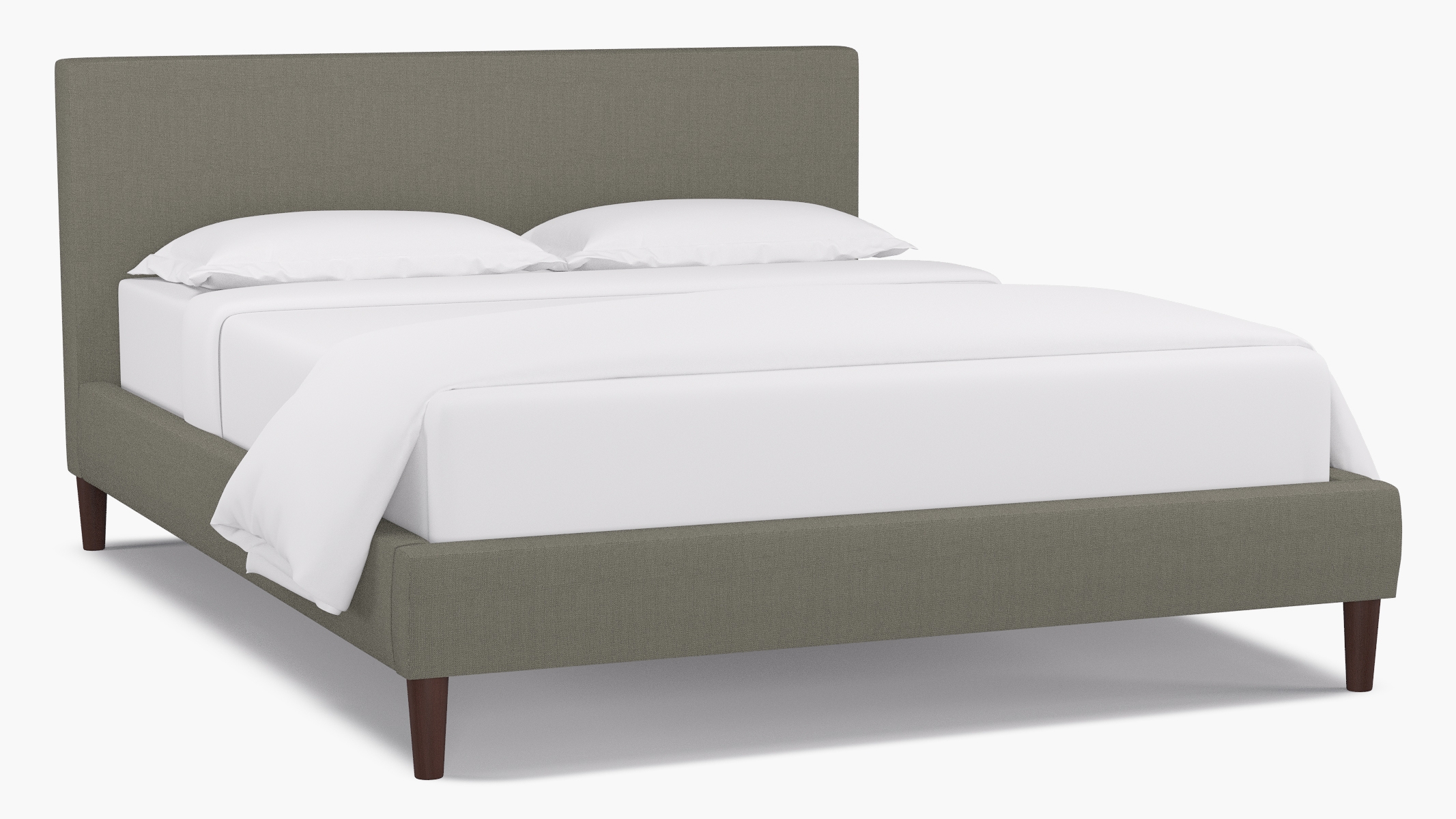 Mid-Century Platform Bed, Putty Everyday Linen, Espresso, Queen - Image 0
