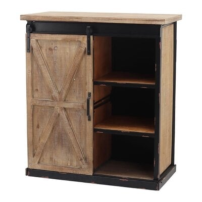 Sliding Barn Door Wood And Metal Storage Cabinet - Image 0