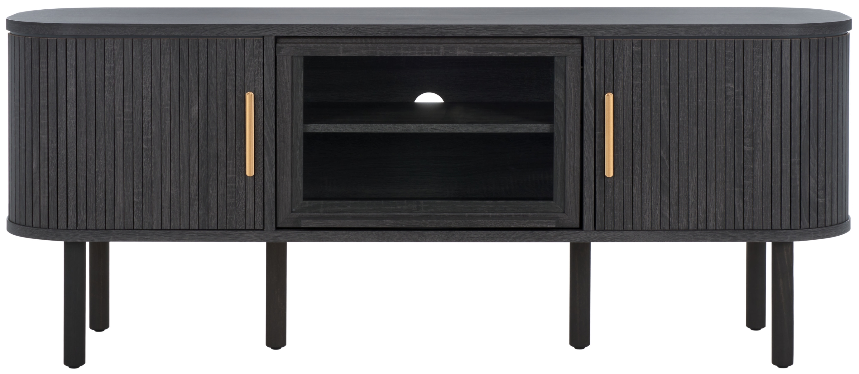 Tealla Media Stand - Distressed Black / Gold - Safavieh - Image 0