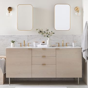 Delphine Double Wide 72" Bath Console, Feather Gray/Antique Brass - Image 2