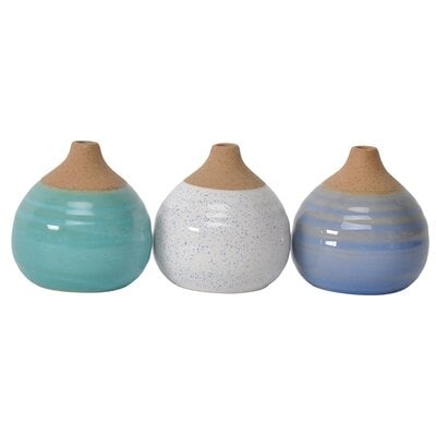 Konopka 4" Green/Blue/White Indoor / Outdoor Ceramic Table Vase - Image 0