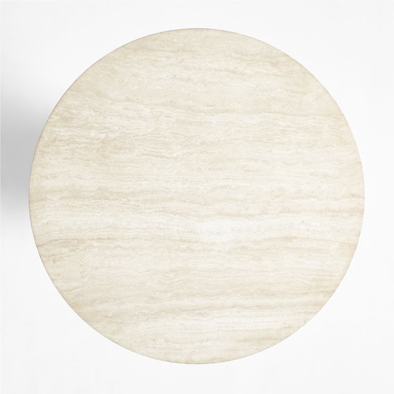 Contemplation 41.5" Round White Travertine and Concrete Entryway Table by Athena Calderone - Image 5