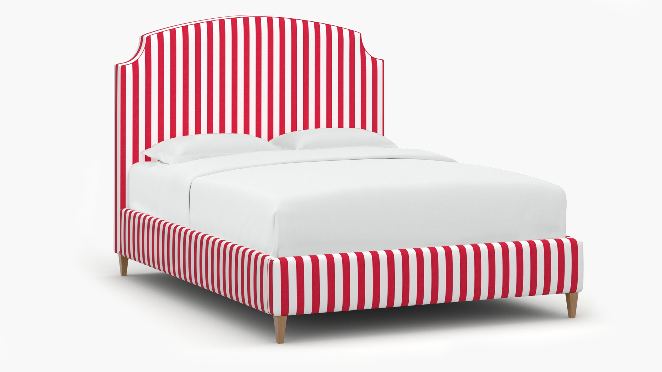 Cove Bed, Red Cabana Stripe, Natural Square Tapered Leg, Full - Image 1