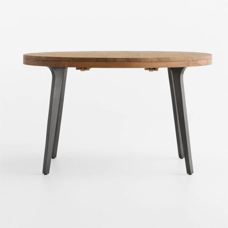 Lakin 50"-74" Teak Round Wood Extendable Dining Table - Image 5