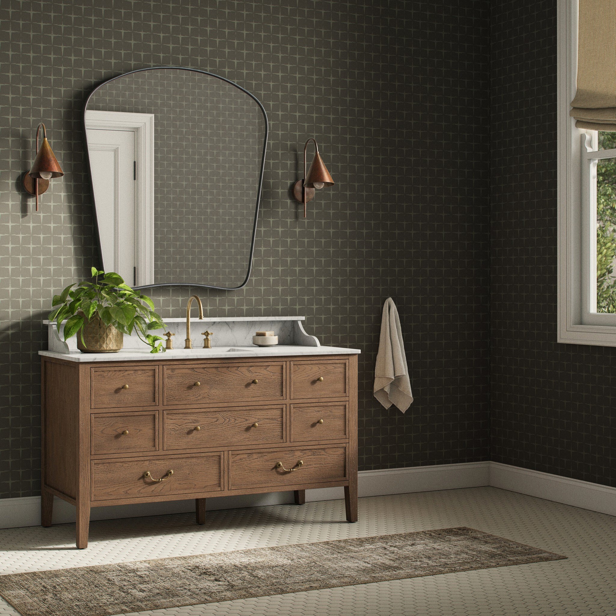 Blocking Wallpaper by Getty Images - Blocking Olive Night I - Image 1