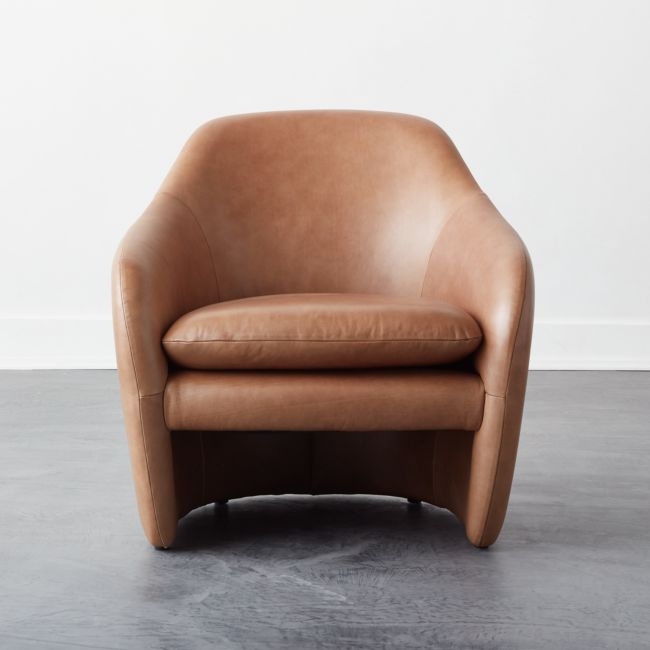 Pavia Lounge Chair, Russle Taupe Gray Leather - Image 1