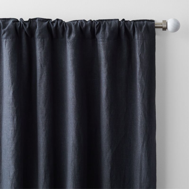 Storm Grey EUROPEAN FLAX ™-Certified Linen Blackout Window Curtain Panel 52"x84" - Image 2