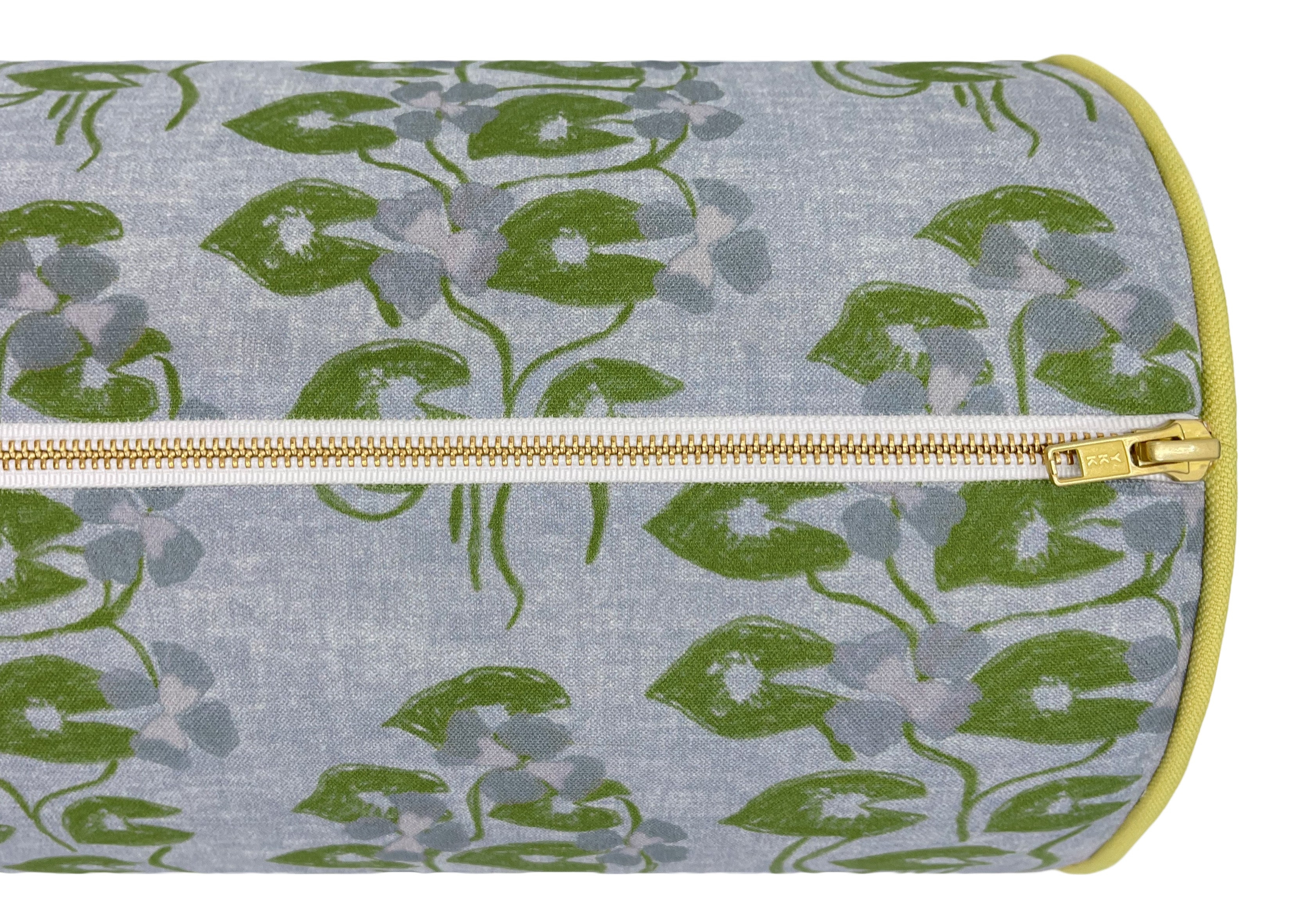 OCS X LDC | THE BOLSTER | LULIE WALLACE : WILLOW // MARINE BLUE + CLASSIC LINEN // CHARTREUSE CORDING - TWIN XL // 9" X 30" - Image 3