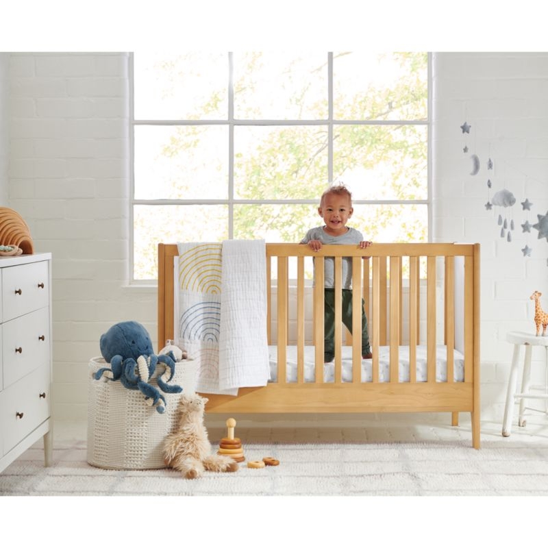 Nella Cream Cotton Waffle Weave Large Floor Bin with Handles - Image 4