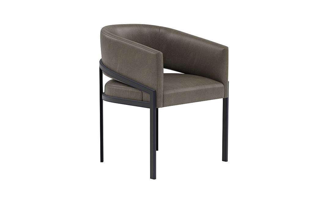 Mina Leather Metal Framed Upholstered Chair - Image 1