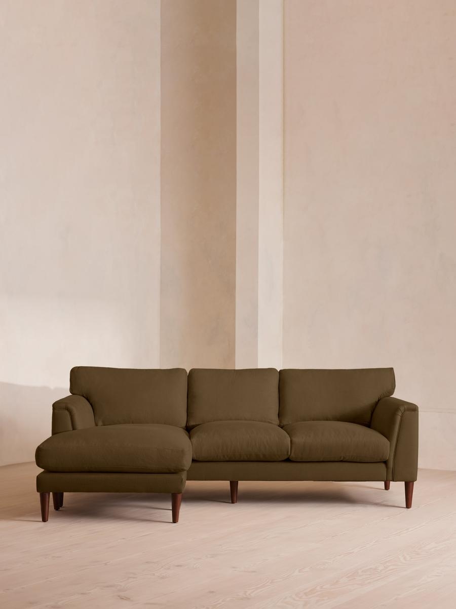 Reya Chaise-end Sofa, Linen, Olive, US - Image 0