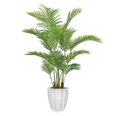 Vintage Home Artificial Faux Real Touch 7.59 Feet Tall Palm Tree With Fiberstone Planter - Image 0
