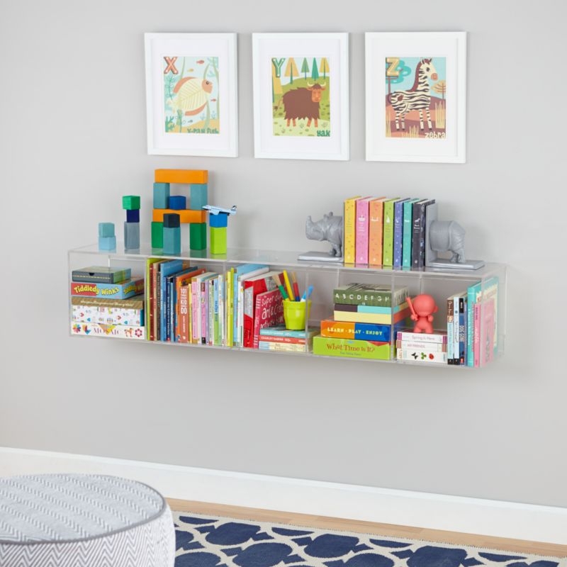 Now You See It Clear Acrylic 5-Bin Floating Shelf Bookcase - Image 8