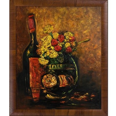 'Vase with Carnations And Roses and A Bottle, Paris' by Vincent Van Gogh - Picture Frame Painting Print on Canvas - Image 0