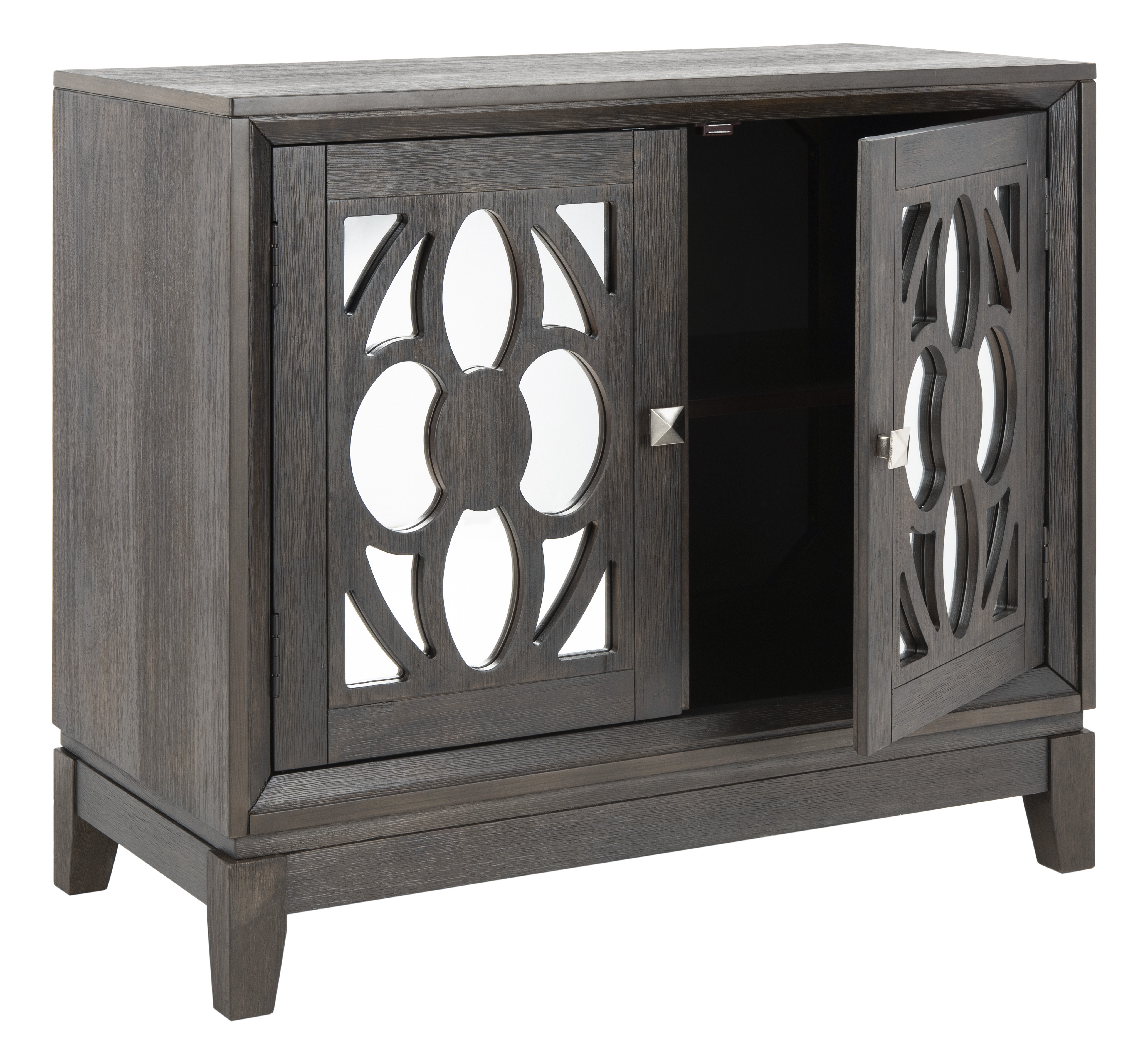 Shannon 2 Door Chest - Grey Wash Walnut/Mirror - Safavieh - Image 1