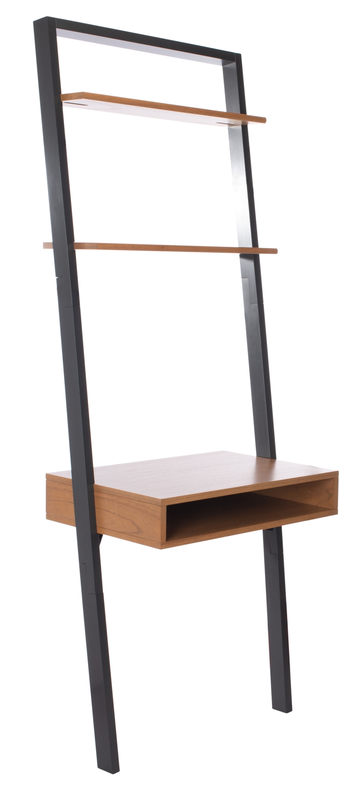 Kamy 2 Shelf Leaning Desk - Natural / Charcoal - Safavieh - Image 4