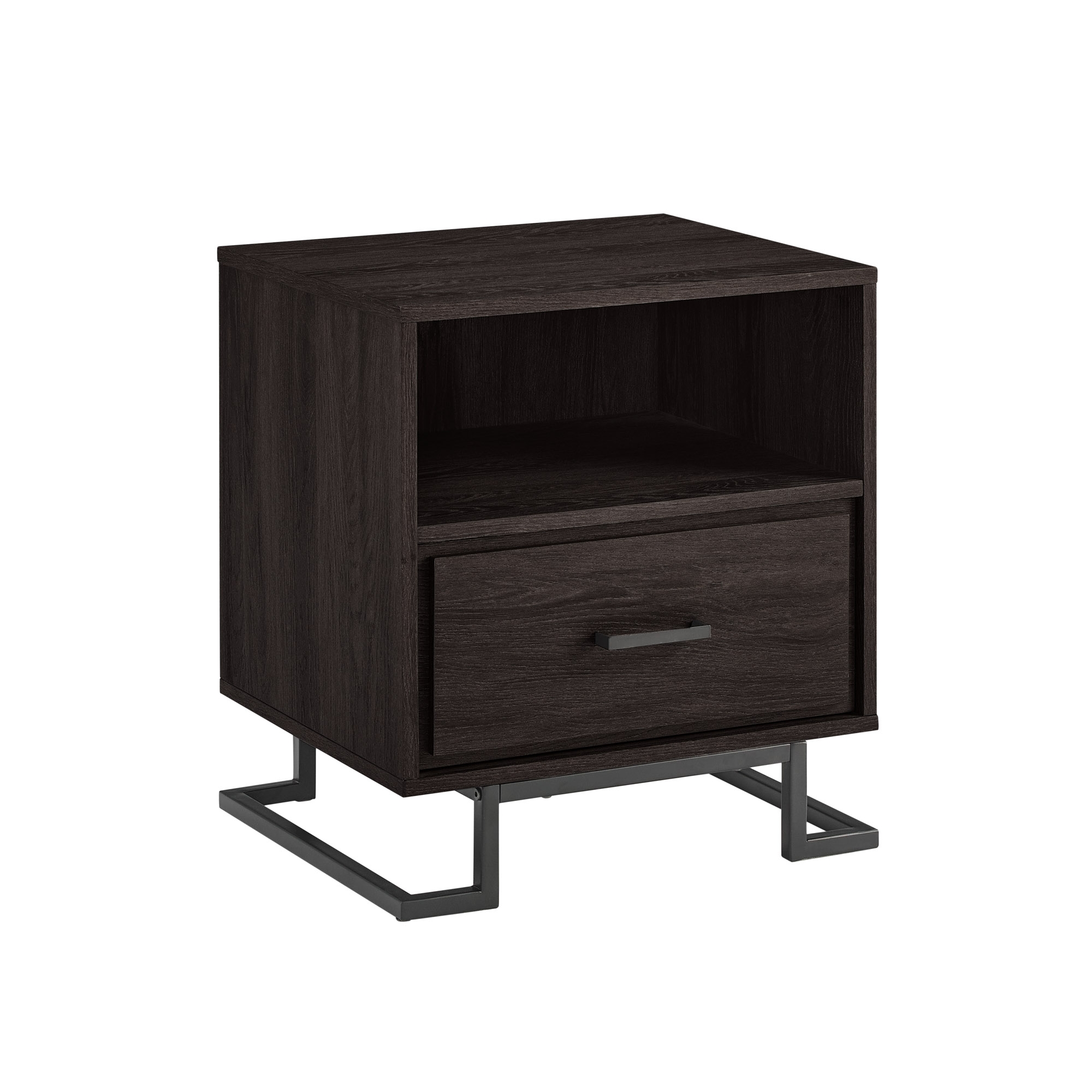 20" Contemporary Metal and Wood Night Stand with One-Drawer - Charcoal - Image 5