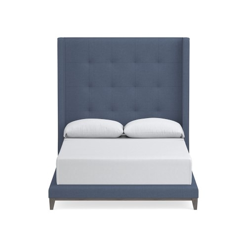 Presidio Box Tufted XTall Bed, Queen, Grey Leg, Perennials Performance Canvas, Denim - Image 0