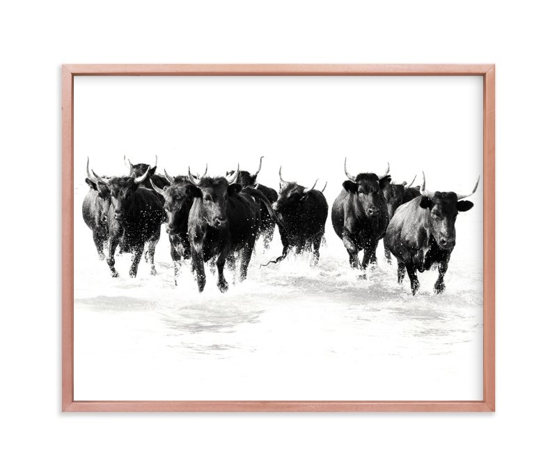 Black Bulls Of The Camargue Art Print - Image 0