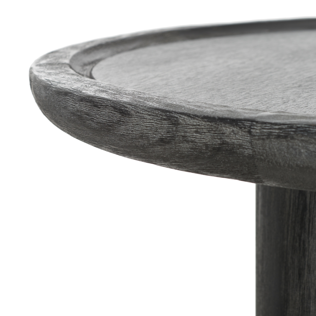 Devin Round Coffee Table - Black With White Wash Distress - Safavieh - Image 2