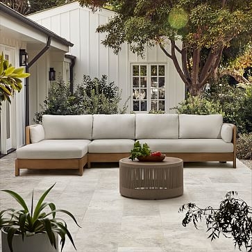 Porto Outdoor 134 in 2-Piece Chaise Sectional, Driftwood - Image 1