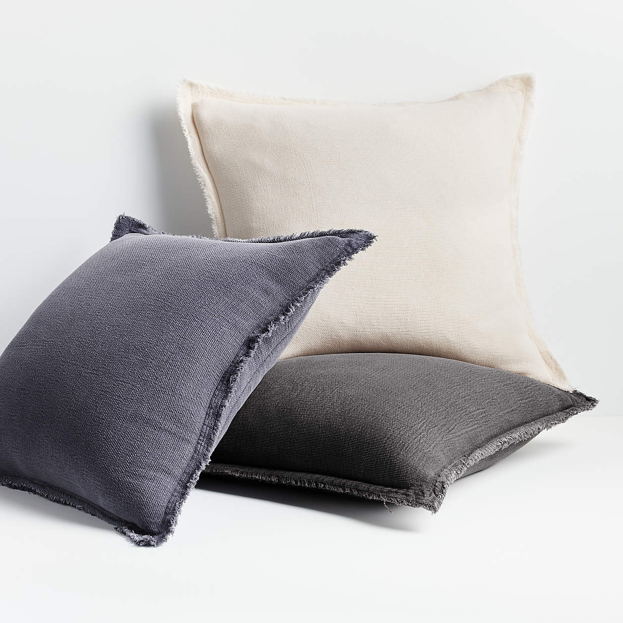 Olind Pillow with Feather-Down Insert, Gray, 23" x 23" - Image 1