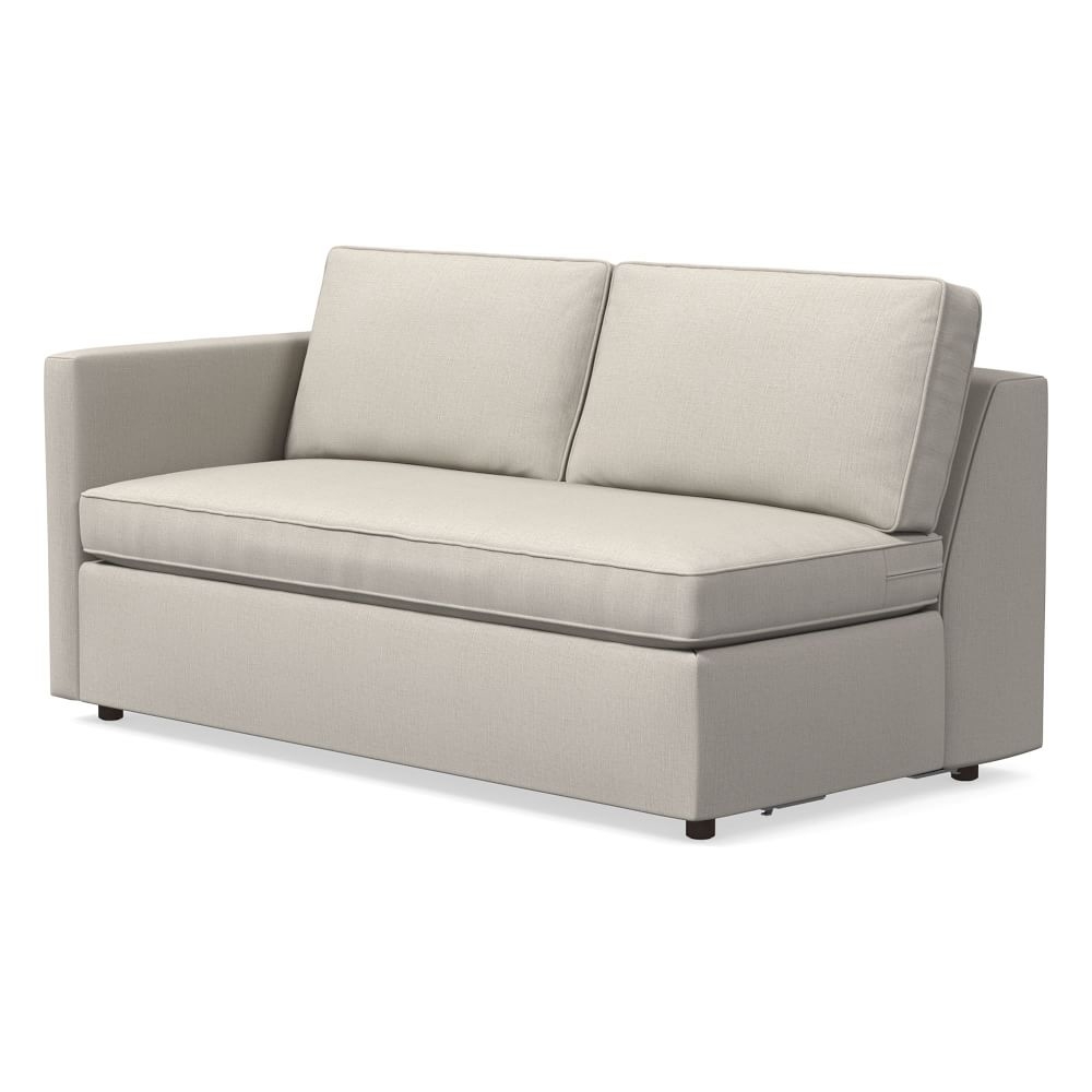 Harris Petite Left Arm 65" Sofa Bench, Poly, Performance Yarn Dyed Linen Weave, Alabaster, Concealed Supports - Image 0