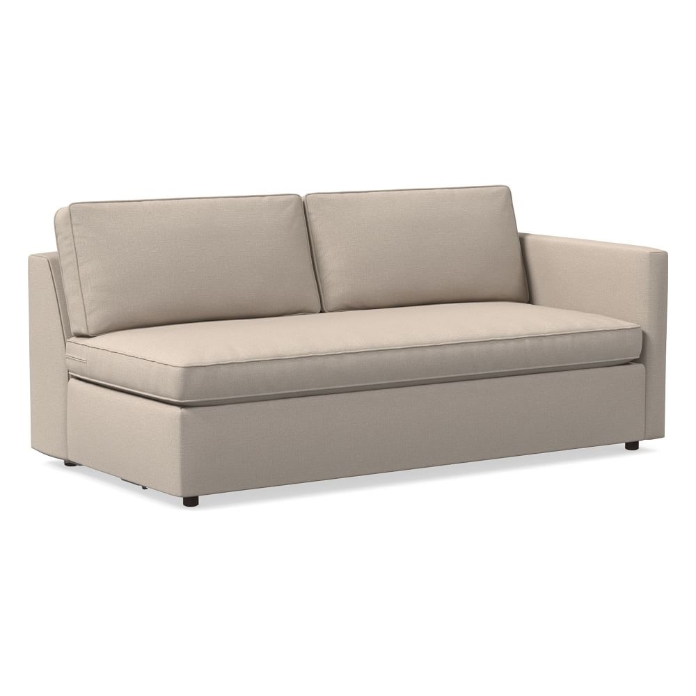 Harris Right Arm 75" Sofa Bench, Poly, Yarn Dyed Linen Weave, Sand, Concealed Supports - Image 0