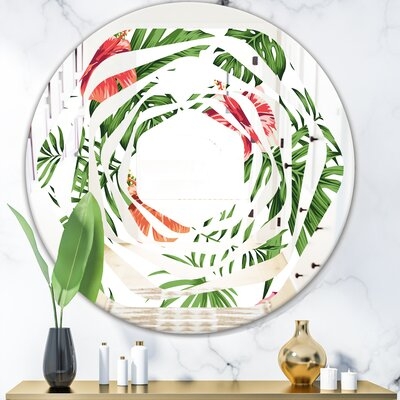 Whirl Tropical Botanicals and Flowers II Coastal Frameless Wall Mirror - Image 0