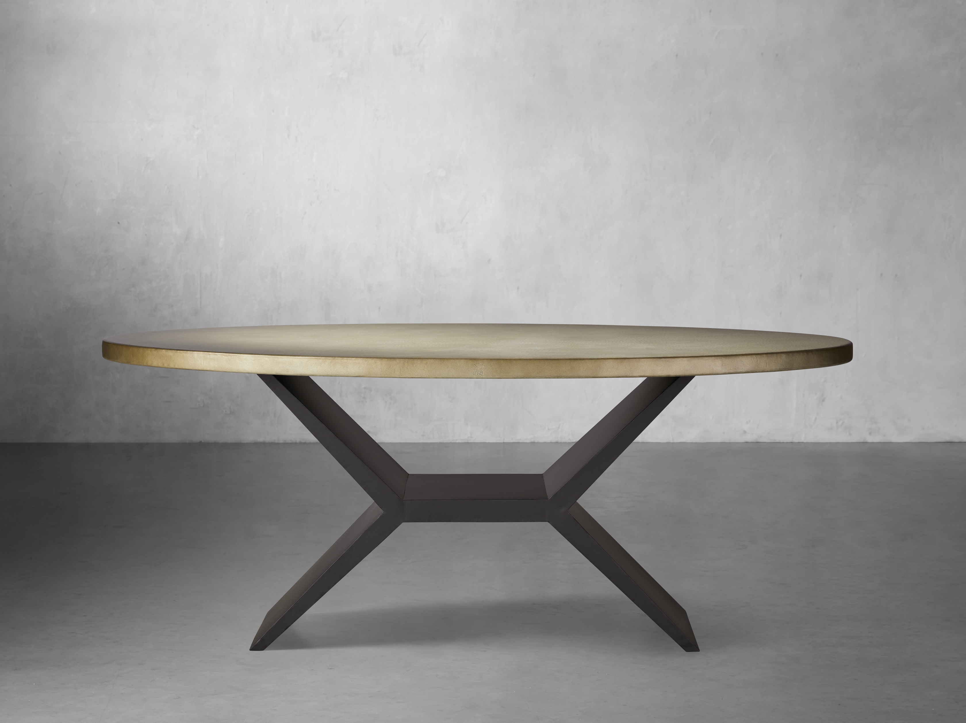 Recycled Dining Table with Vertex Base Metal 77" in Brass  Aluminum  - Image 0