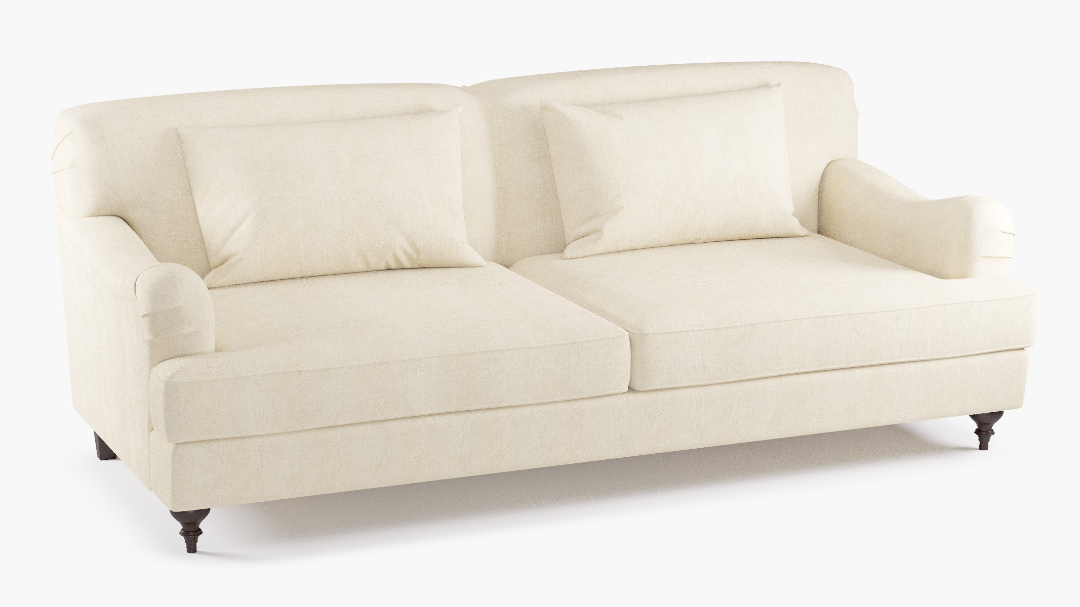 English Roll Arm Sofa, Talc Everyday Linen, Walnut - Image 1