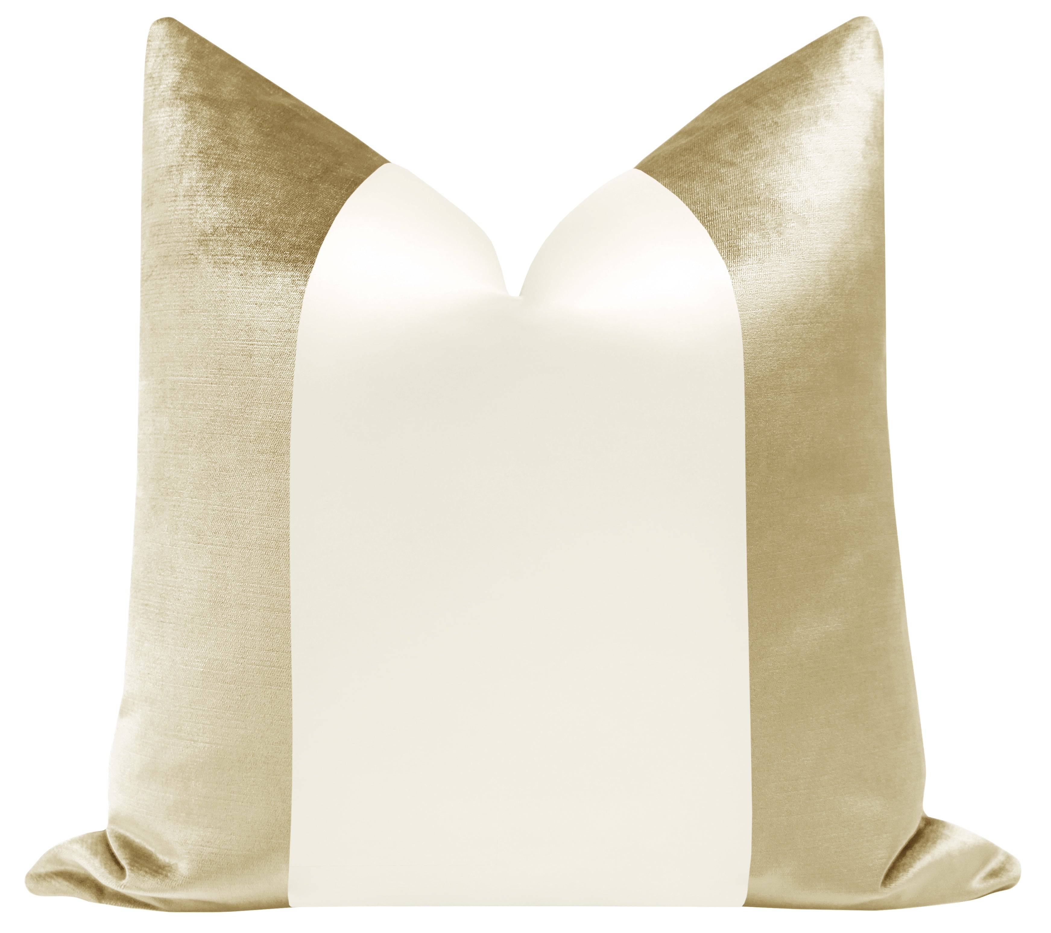 PANEL COLORBLOCK :: FAUX SILK VELVET // CHAMPAGNE + ALABASTER SILK - 14" X 36" - Image 0