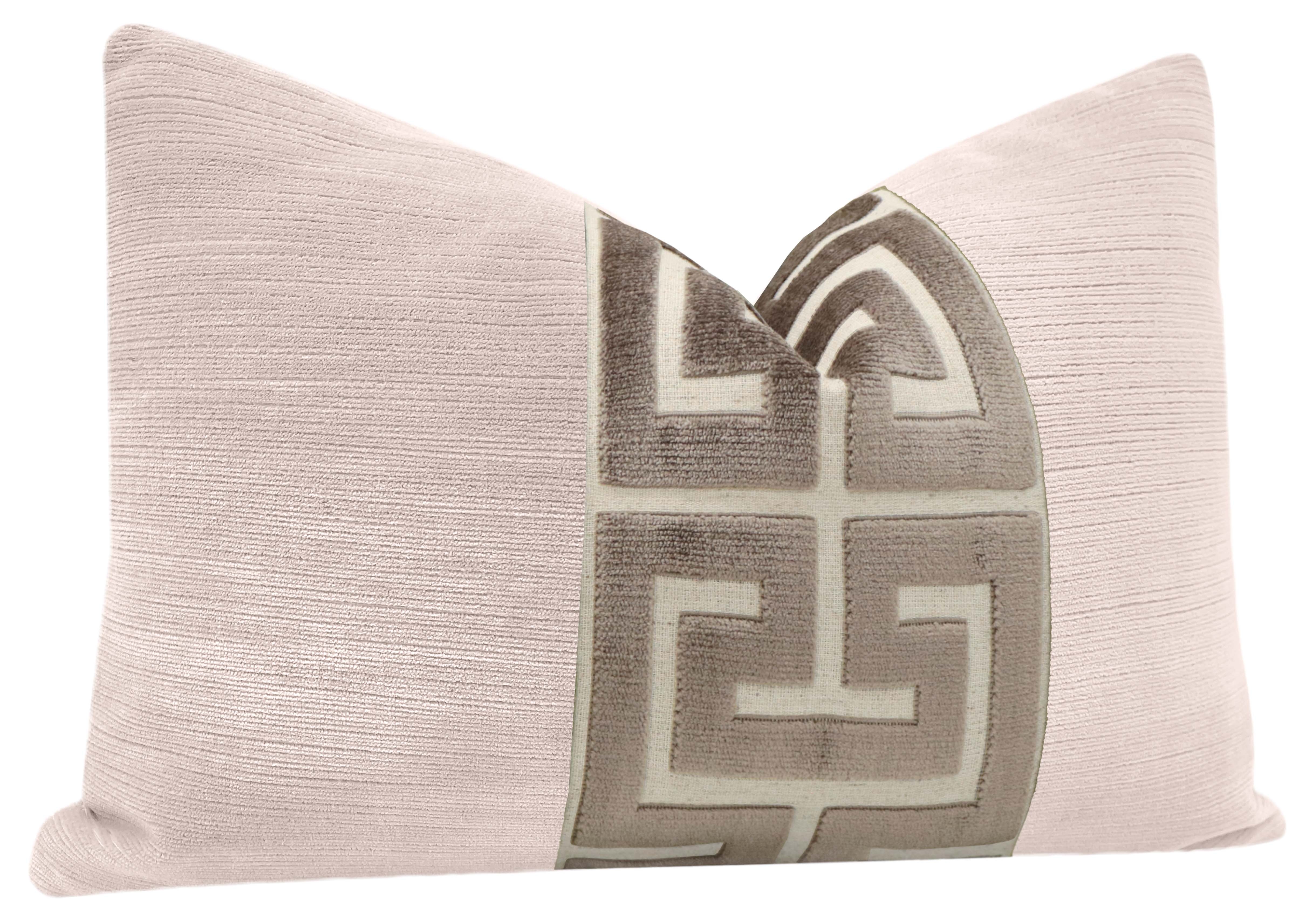 THE LITTLE LUMBAR :: STRIE VELVET // BALLET + TAUPE GREEK TRIM - LITTLE LUMBAR 12" X 18" - Image 1