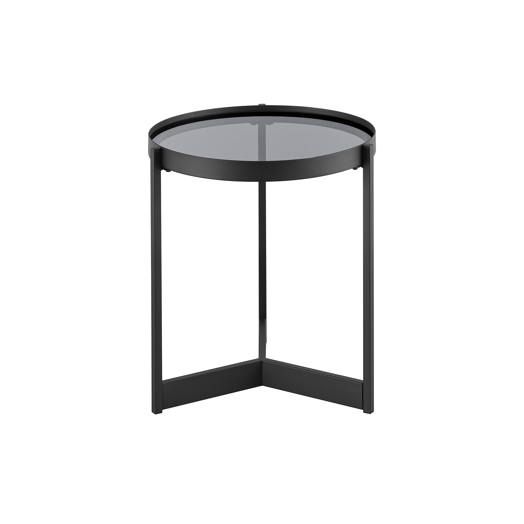 Contemporary Tray-Top Round Side Table – Smoked Glass - Image 6
