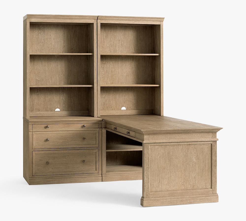 Livingston Peninsula Desk with 70" Bookcase Suite, Seadrift - Image 0