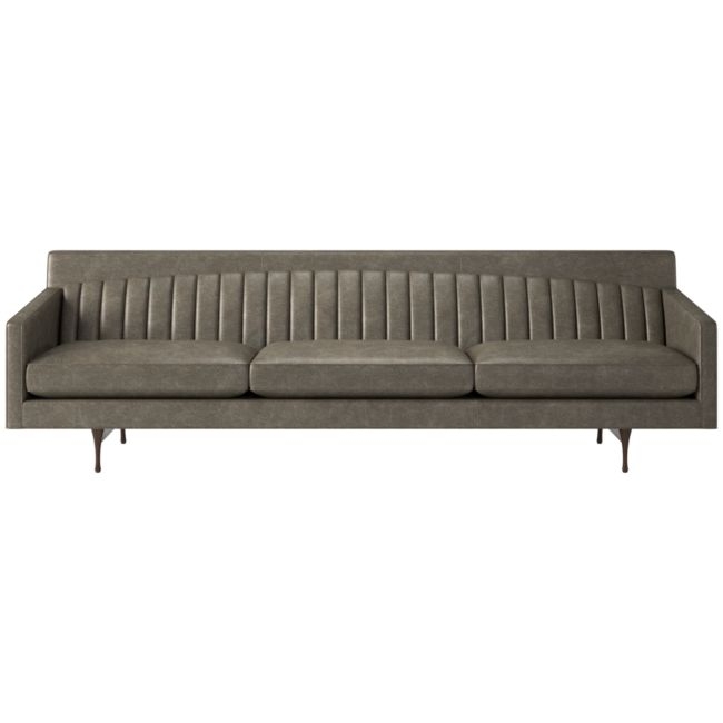 Symmetric 103" Leather Sofa Bello Grey - Image 0