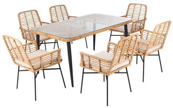 Beson 7 Pc Dining Set - Brown/Beige - Safavieh - Image 0