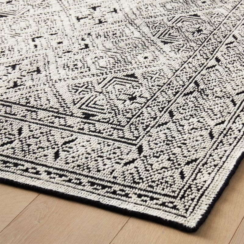 Raumont Hand-Knotted Black Detailed Modern Area Rug 9'x12' - Image 2