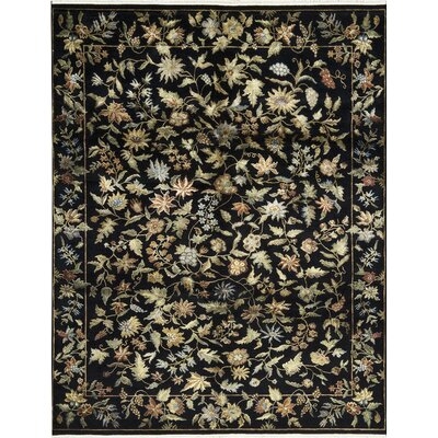 One-of-a-Kind Dharma Hand-Knotted Black/Green 7'11" x 10'2" Area Rug - Image 0