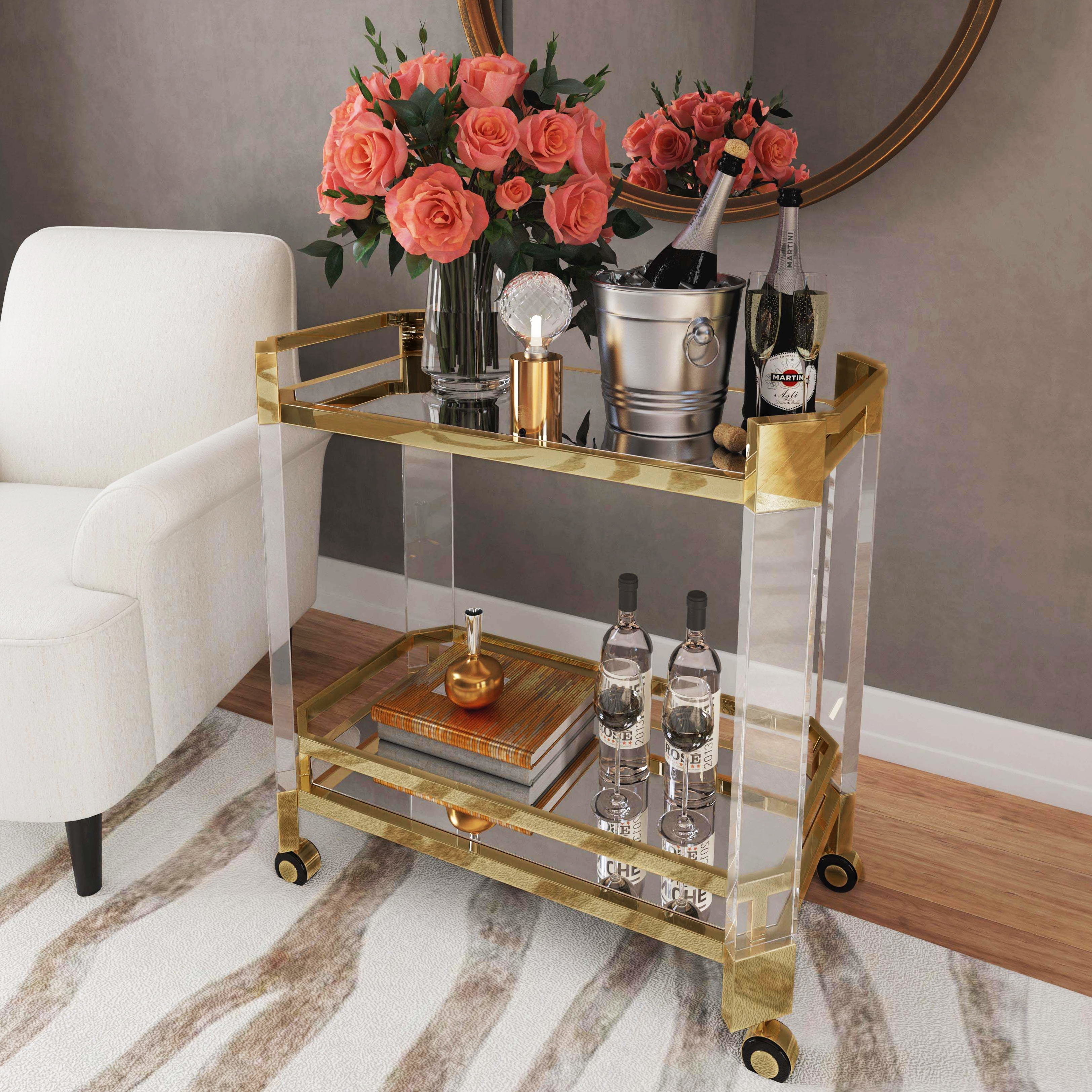 Charlevoix Polished Gold Serving Cart - Image 2