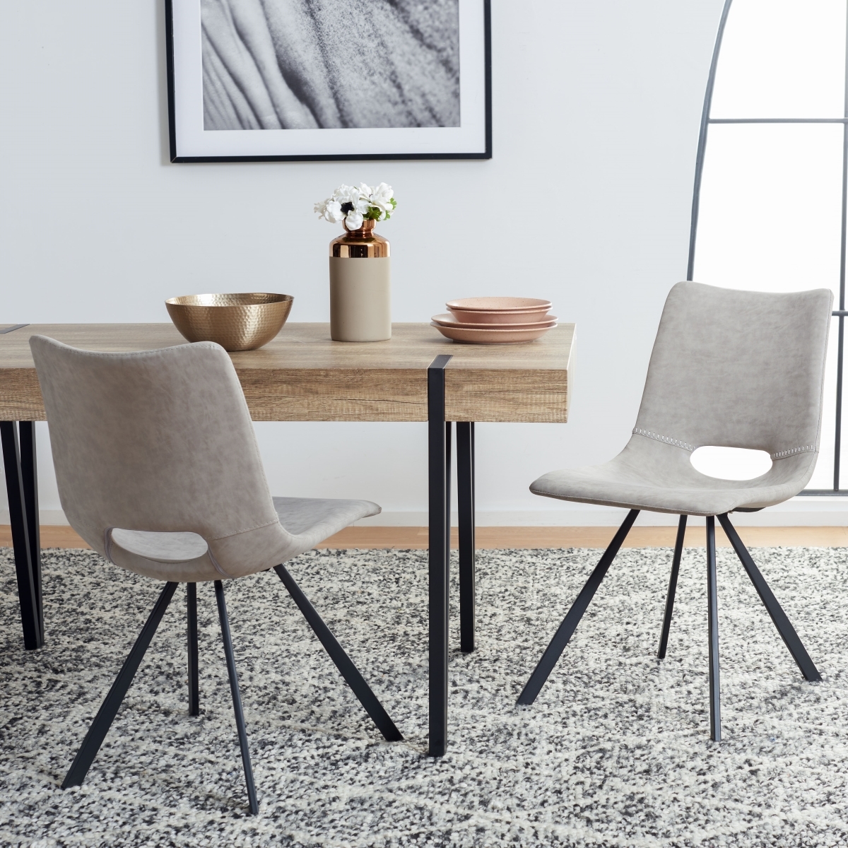 Mika Dining Chair - Stone / Black - Safavieh - Image 1