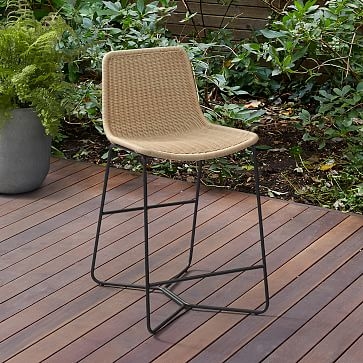Slope Outdoor Bar Stool, All Weather Wicker, Natural/ set of 2 - Image 2