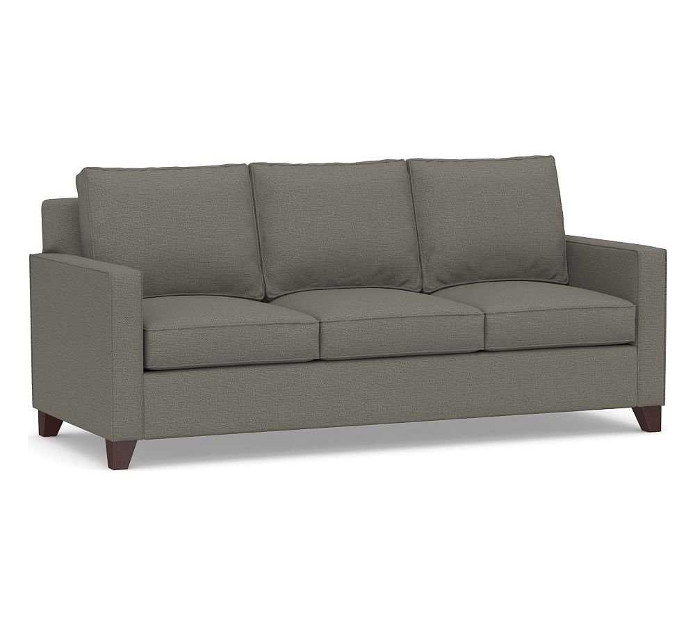 Cameron Square Arm Upholstered Queen Sleeper Sofa with Air Topper, Polyester Wrapped Cushions, Chunky Basketweave Metal - Image 0
