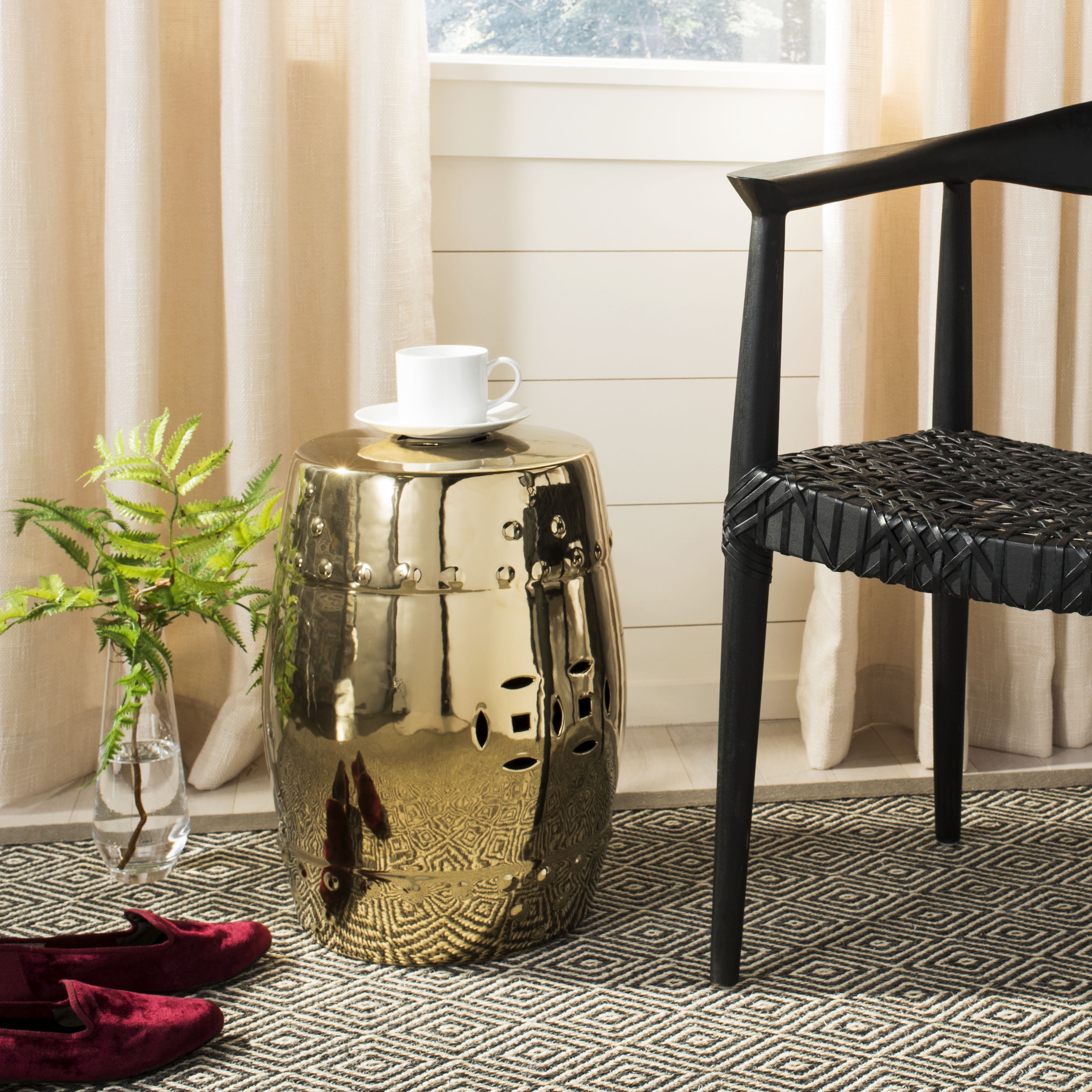 Modern Ming Garden Stool - Gold - Safavieh - Image 2