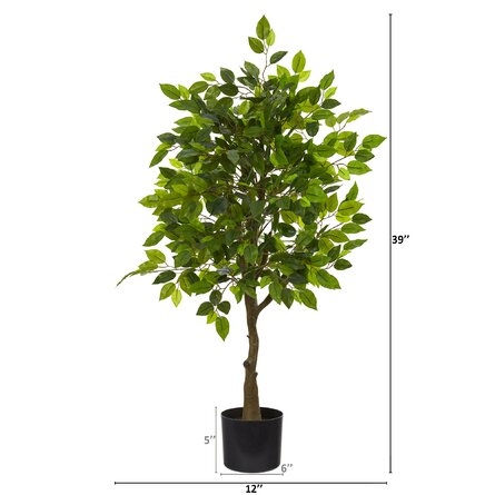 Faux Ficus Tree in Pot Liner, 39" - Image 1