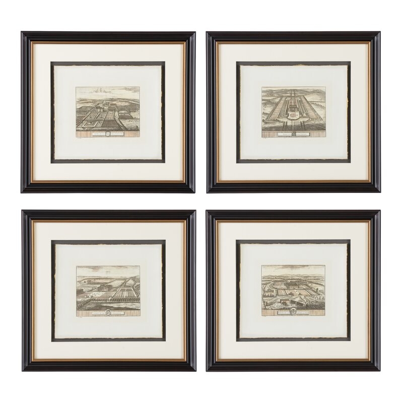 Chelsea House 'Engravings' - 4 Piece Picture Frame Print Set on Fabric - Image 0