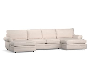 Pearce Roll Arm Upholstered U-Double Wide Chaise Loveseat Sectional, Down Blend Wrapped Cushions, Performance Everydaysuede(TM) Oat - Image 0